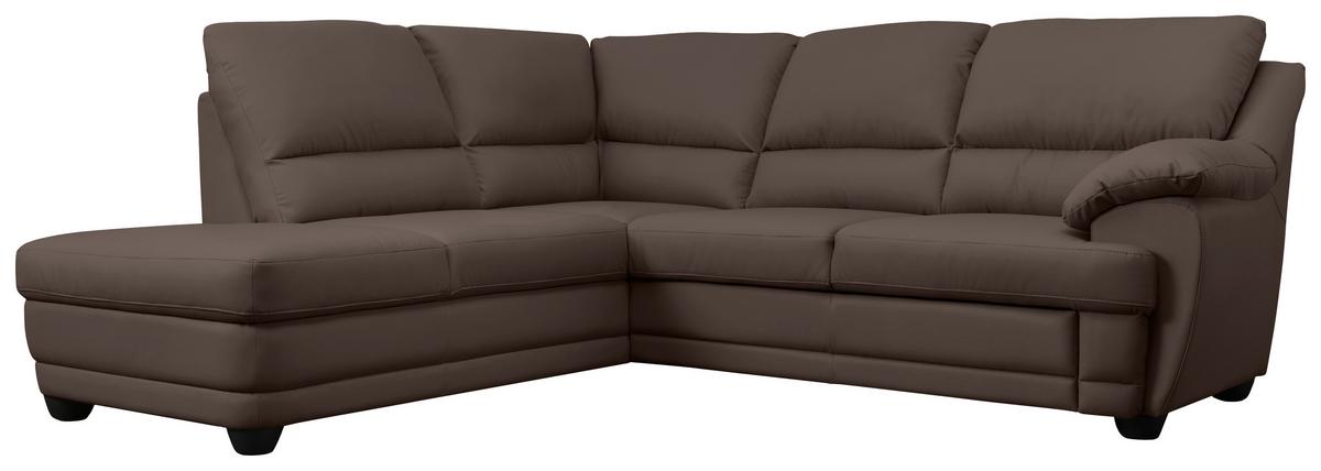 Ecksofa Nebolo Braun Lederlook - Braun, Design, Textil (225/245cm) - Livetastic