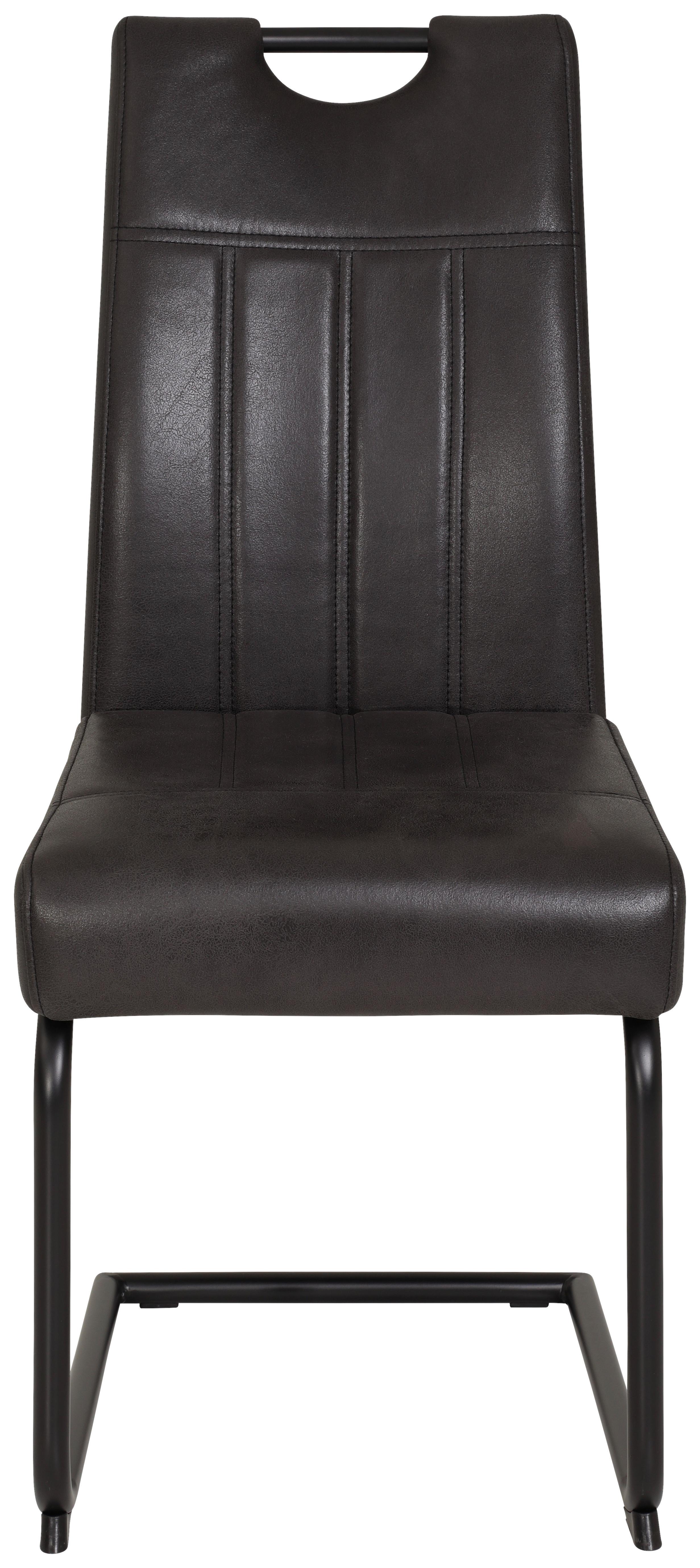 Schwingstuhl Betty Vintage Anthrazit Gepolstert - Anthrazit/Schwarz, KONVENTIONELL, Textil/Metall (43/99/60cm)