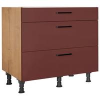 Schubkastenunterschrank Easytouch - Eichefarben/Rot, MODERN, Holzwerkstoff (90/87/56cm) - Nobilia
