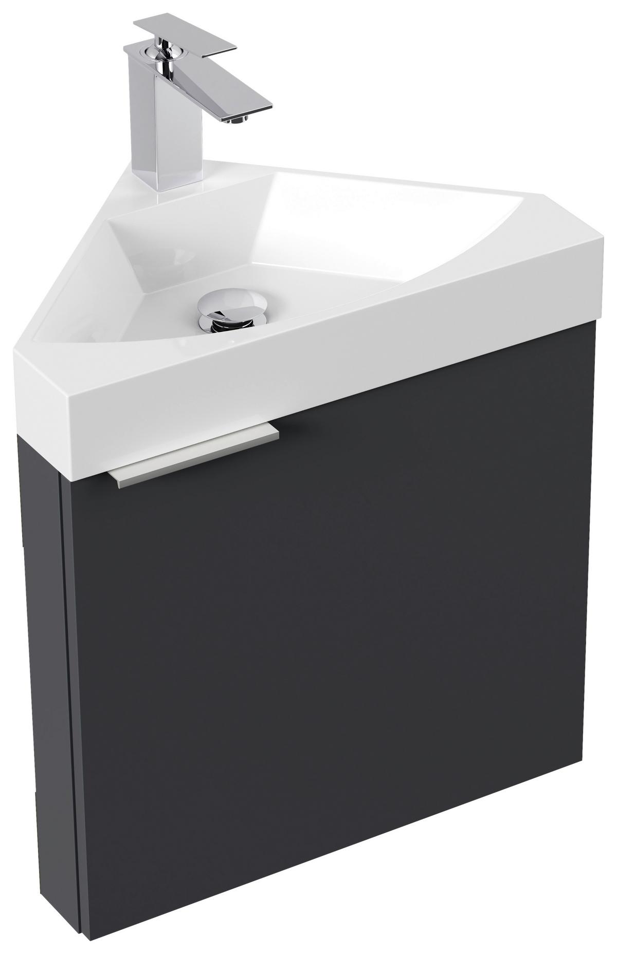 Gästebad Delta Graphitfarben B: 52,3 cm - Graphitfarben, MODERN, Holzwerkstoff/Stein (52,3cm) - MID.YOU