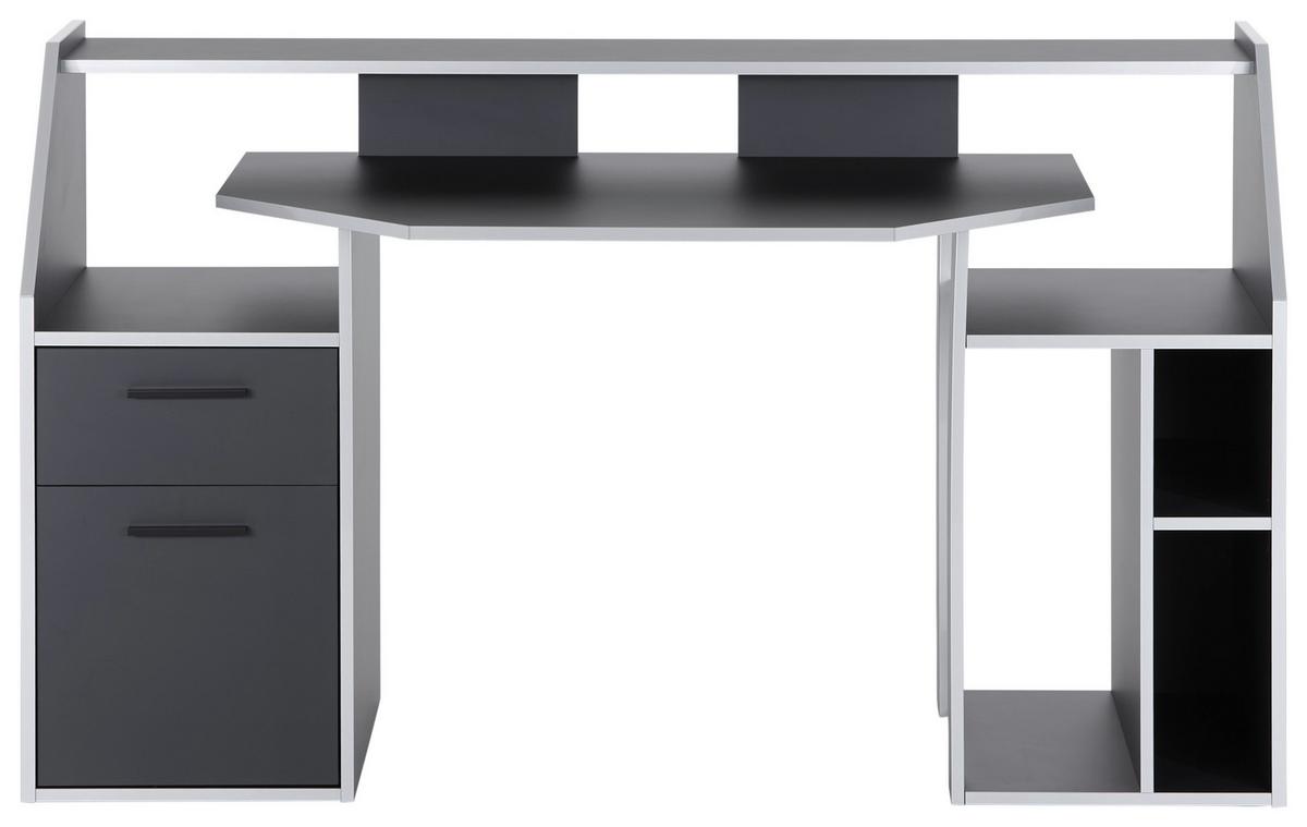 Gaming Tisch mit Stauraum B 160cm H 95cm Turbo Anthrazit - Anthrazit, MODERN, Holzwerkstoff (160/95/73cm)