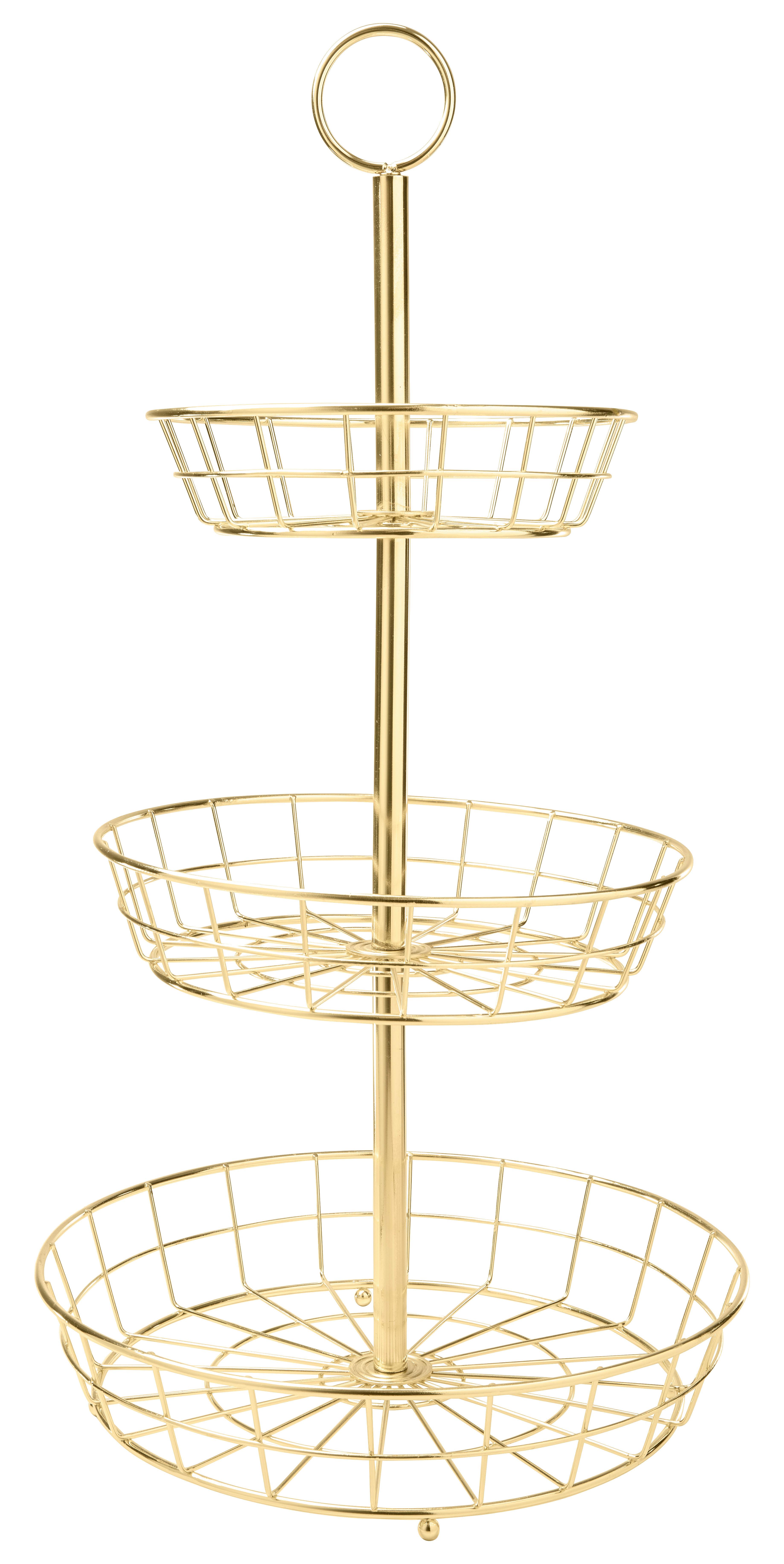 Misa na ovocie Big, Ø: 33cm - zlatá, Modern, kov (32,5/62cm) - Premium Living