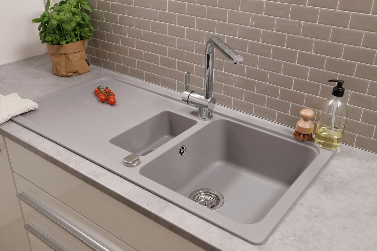 Spüle Austin Grau B: 100 cm - Grau, Design, Stein (100/20/50cm) - Respekta