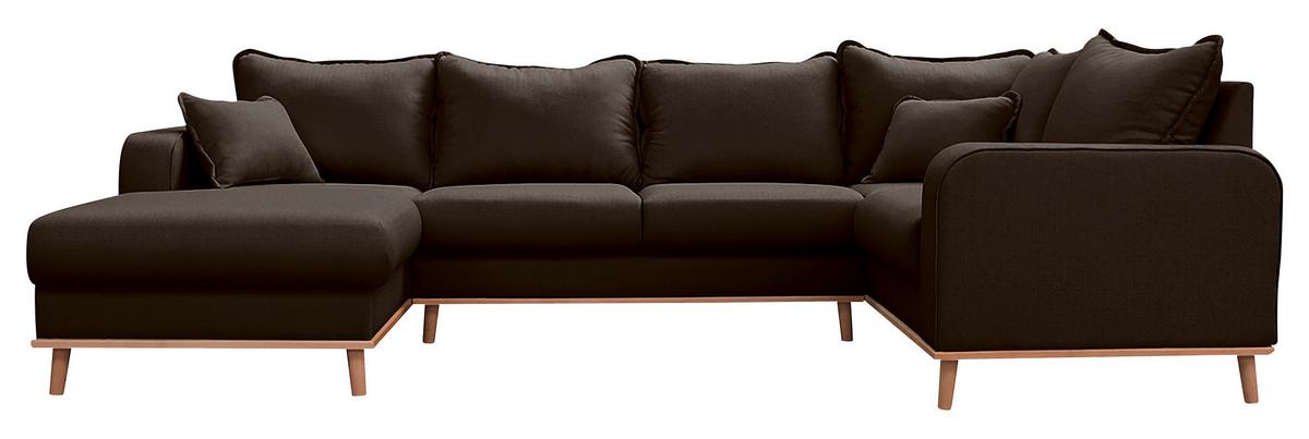 Wohnlandschaft Beata D. Braun U:170x296x167cm - Wengefarben/Dunkelbraun, Design, Textil (170/296/167cm) - Livetastic