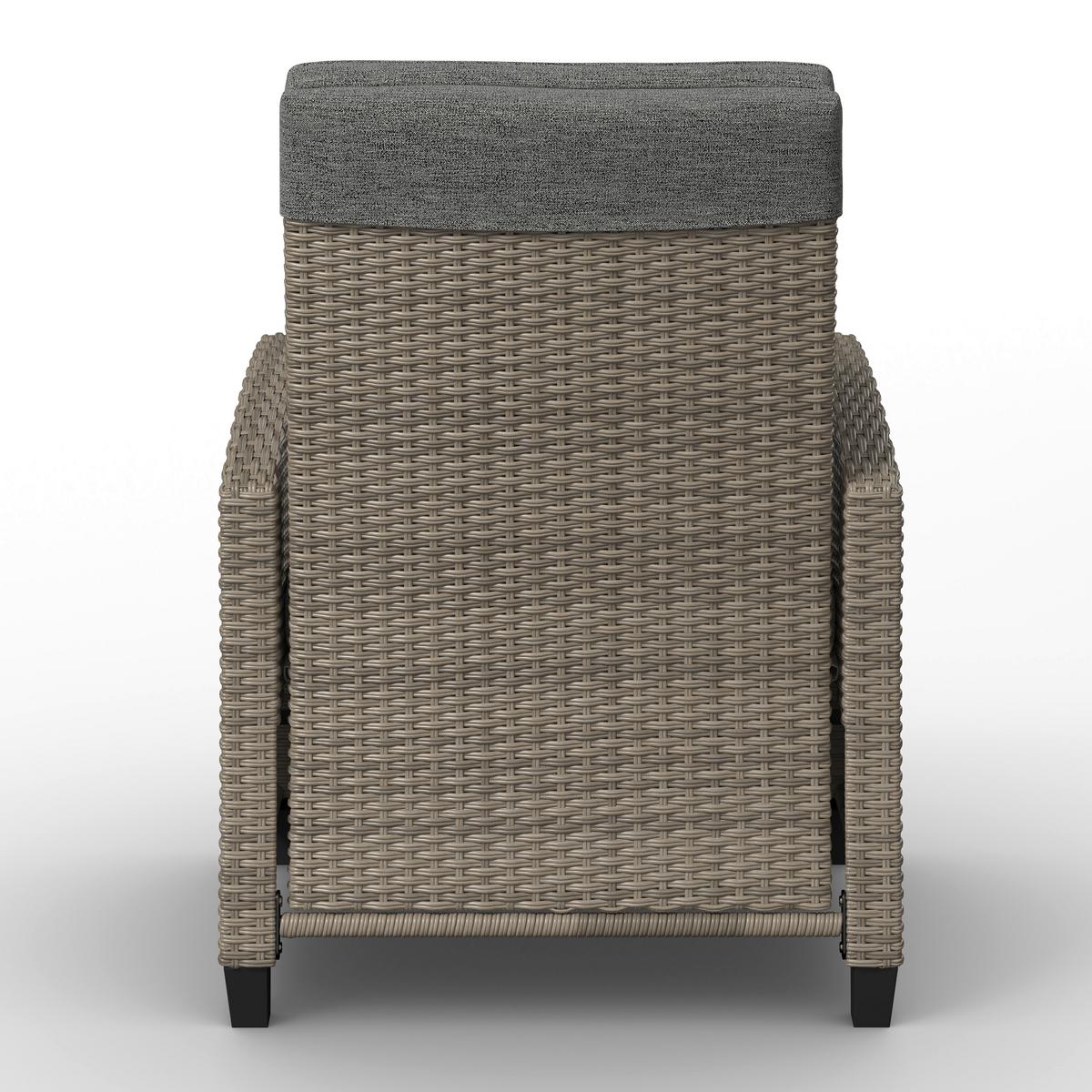 Ratanový zahradní nábytek HANNAH - šedá, Basics, kov/textil (55,5/92,5/42cm) - Mömax