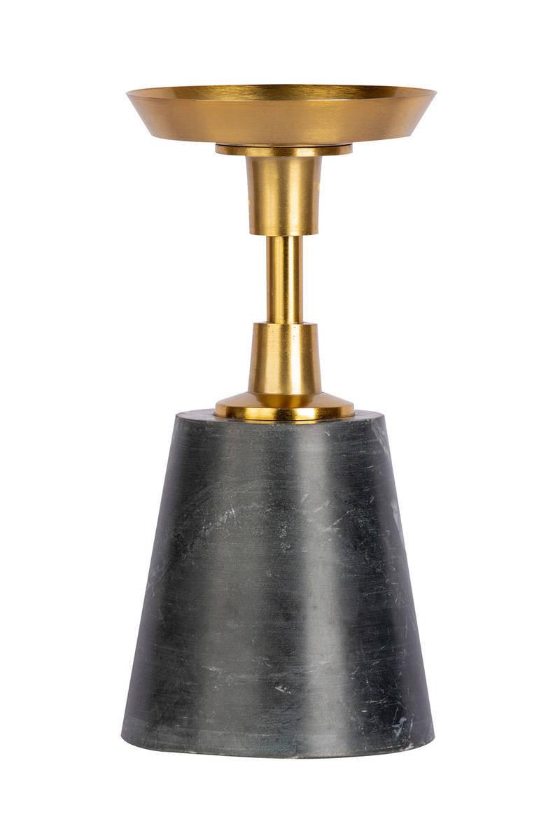 Kerzenständer Fayya Schwarz/ Goldfarben - Goldfarben/Schwarz, Trend, Stein/Metall (10/22/10cm) - Kayoom