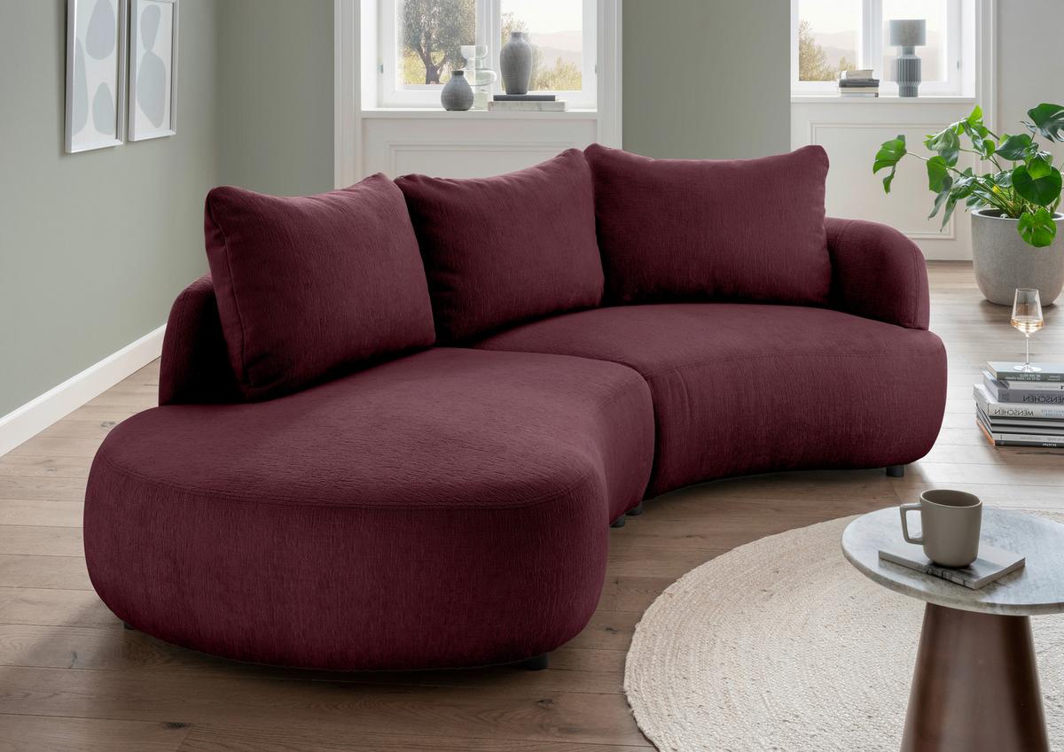 Ecksofa Doppo, Bordeaux S: 250x139 cm - Bordeaux/Schwarz, MODERN, Textil (250/139cm) - Livetastic