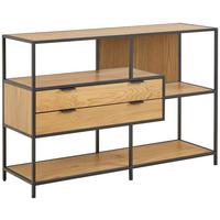 REGÁL SEAFORD - černá/přírodní barvy, Moderní, kov/kompozitní dřevo (77/114/35cm)