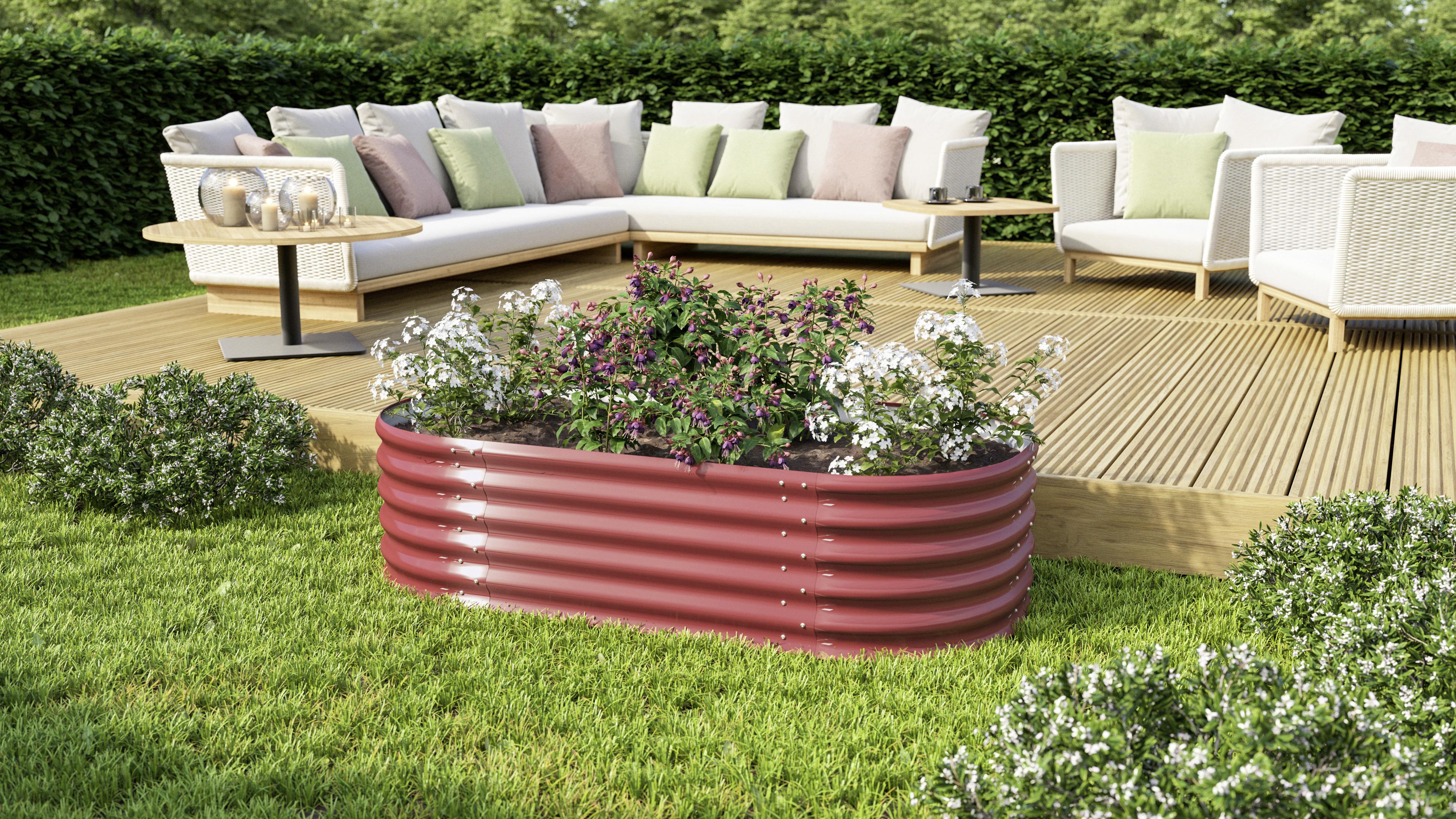 Hochbeet Stahl Vita 401 Oval 82,1x40,1x162,1 Cm, Rot - Rot, Basics, Metall (82,1/40,1/162,1cm)