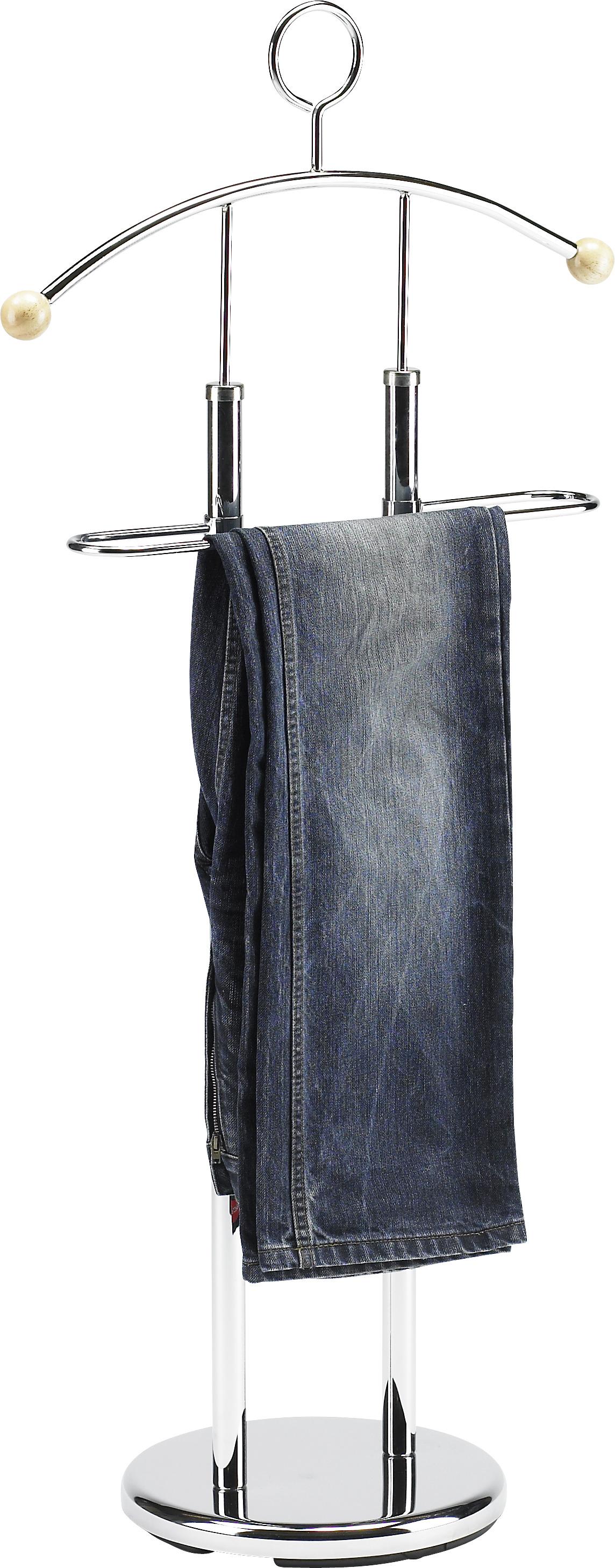 Herrendiener Rudy II B: 28 cm mit Hosenbügel Metall Chrom - Chromfarben/Buchefarben, KONVENTIONELL, Holz/Metall (28/113cm) - Mömax
