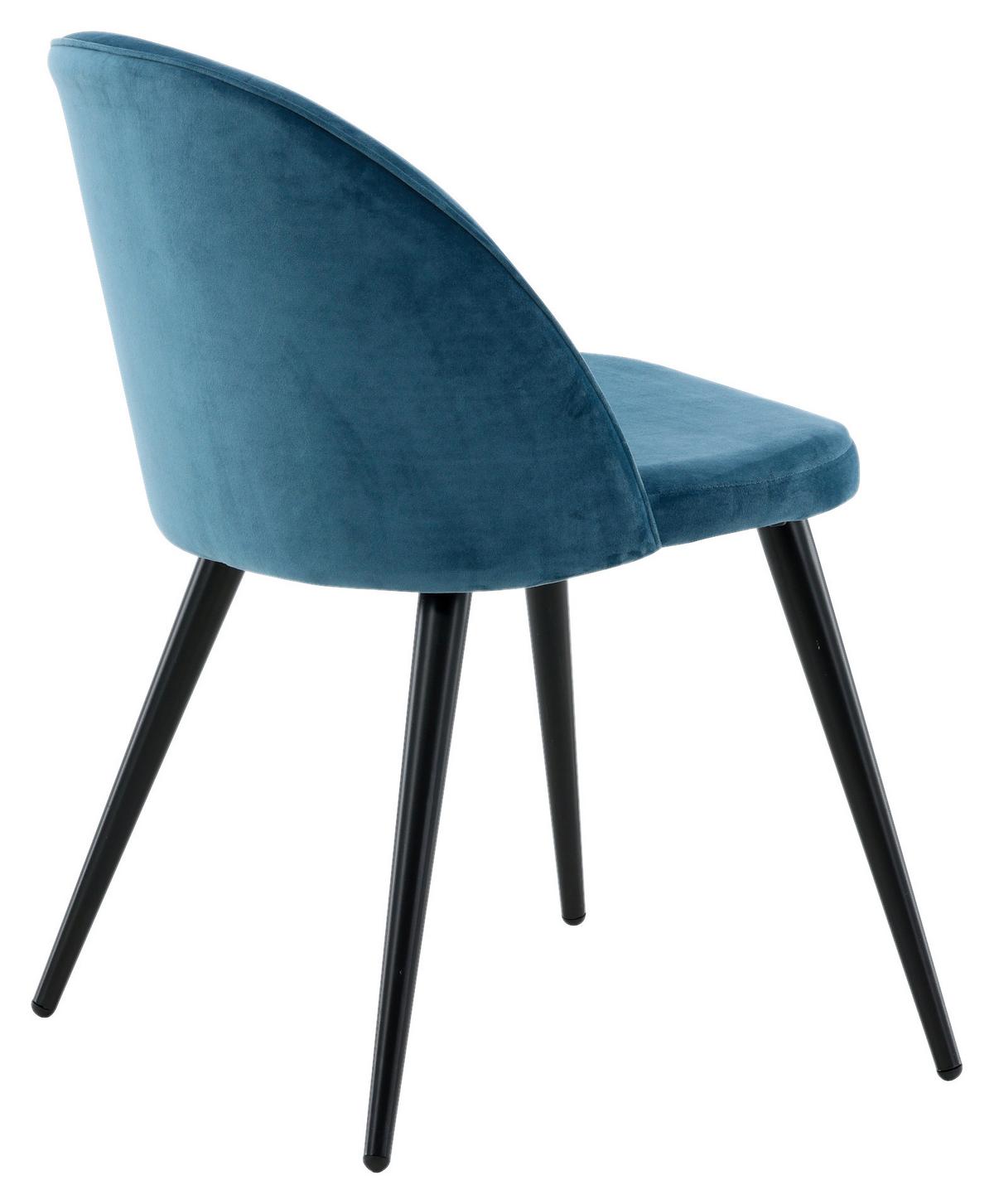 Stuhl-Set Velvet Schwarz/Blau B: 57 cm - Blau/Schwarz, Design, Textil/Metall (57/76.5/50cm) - Livetastic