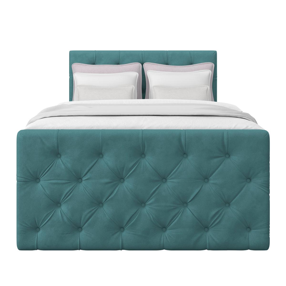 Boxspringbett Elio Petrol 140x200 cm H2 - Beige/Petrol, ROMANTIK / LANDHAUS, Textil (140/200cm) - James Wood