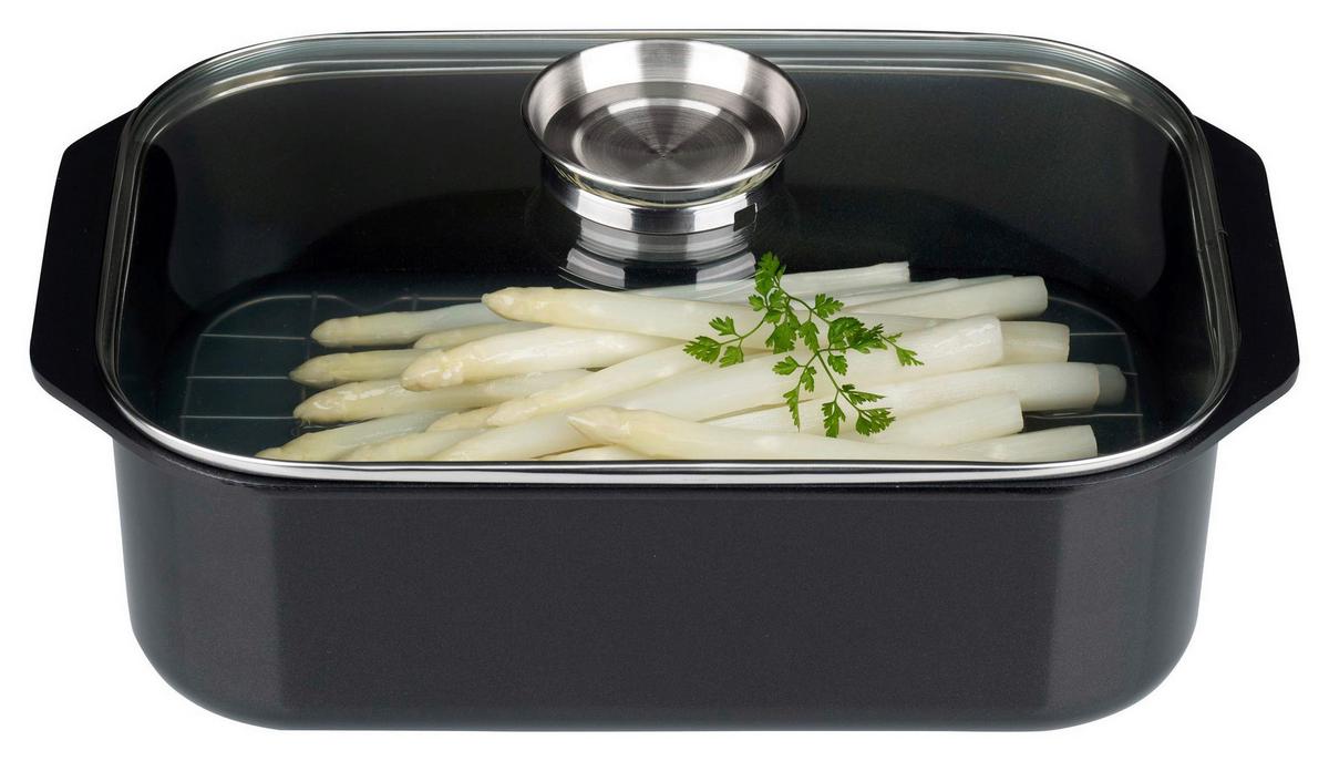 Bräter Mit Deckel Pure Trend Bxhxt: Ca. 26,5x13,5x40 Cm - Transparent/Schwarz, Basics, Glas/Metall (26,5/13,5/40cm)