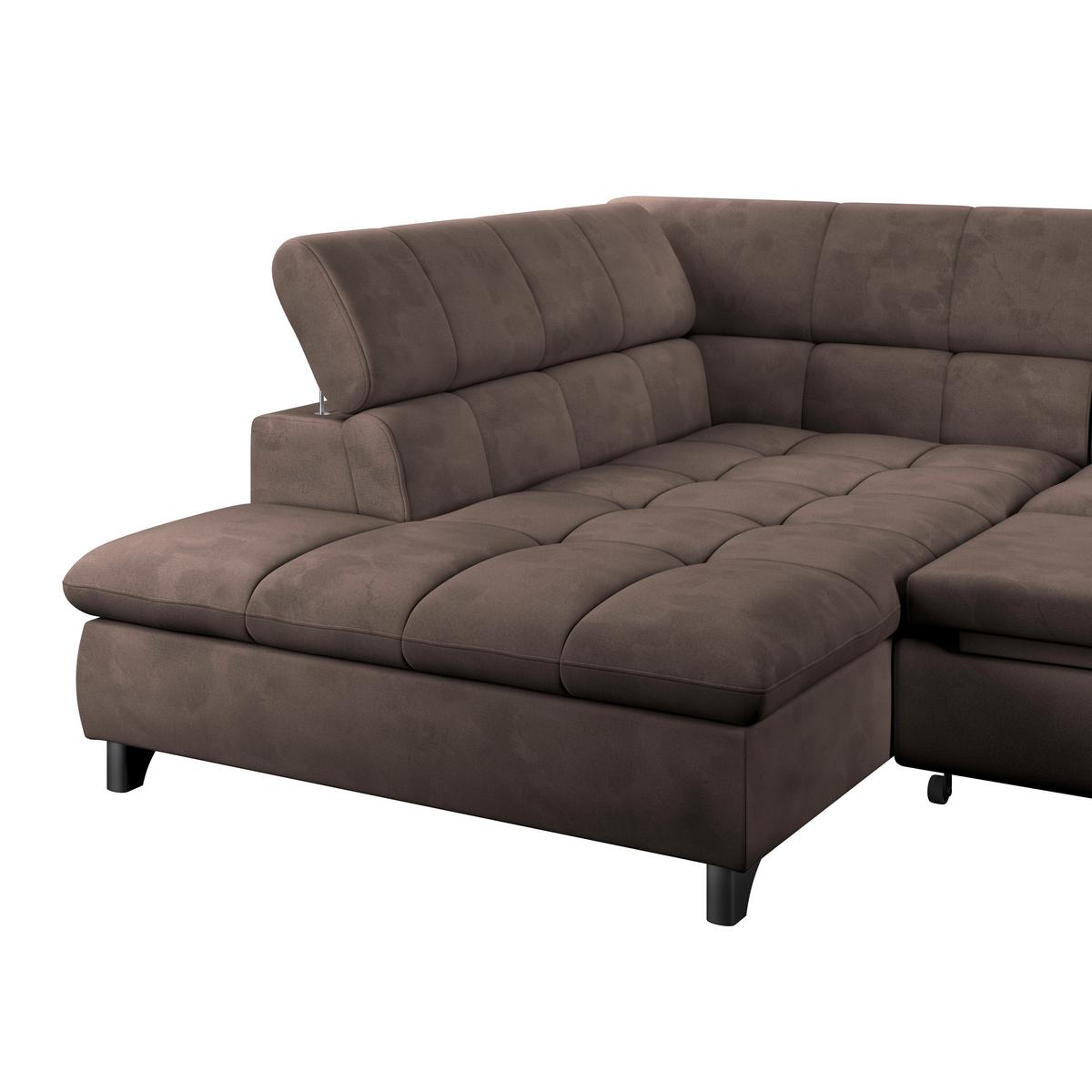 Ecksofa Gemini Dunkelbraun, B: 234cm - Chromfarben/Dunkelbraun, KONVENTIONELL, Textil (234/312cm)