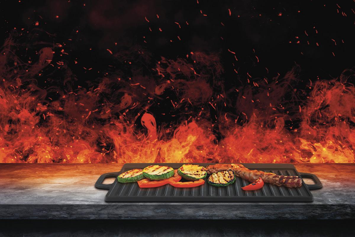 GRILLPLATTE 42x2x23 cm - Schwarz, Basics, Metall (42/2/23cm) - GSW