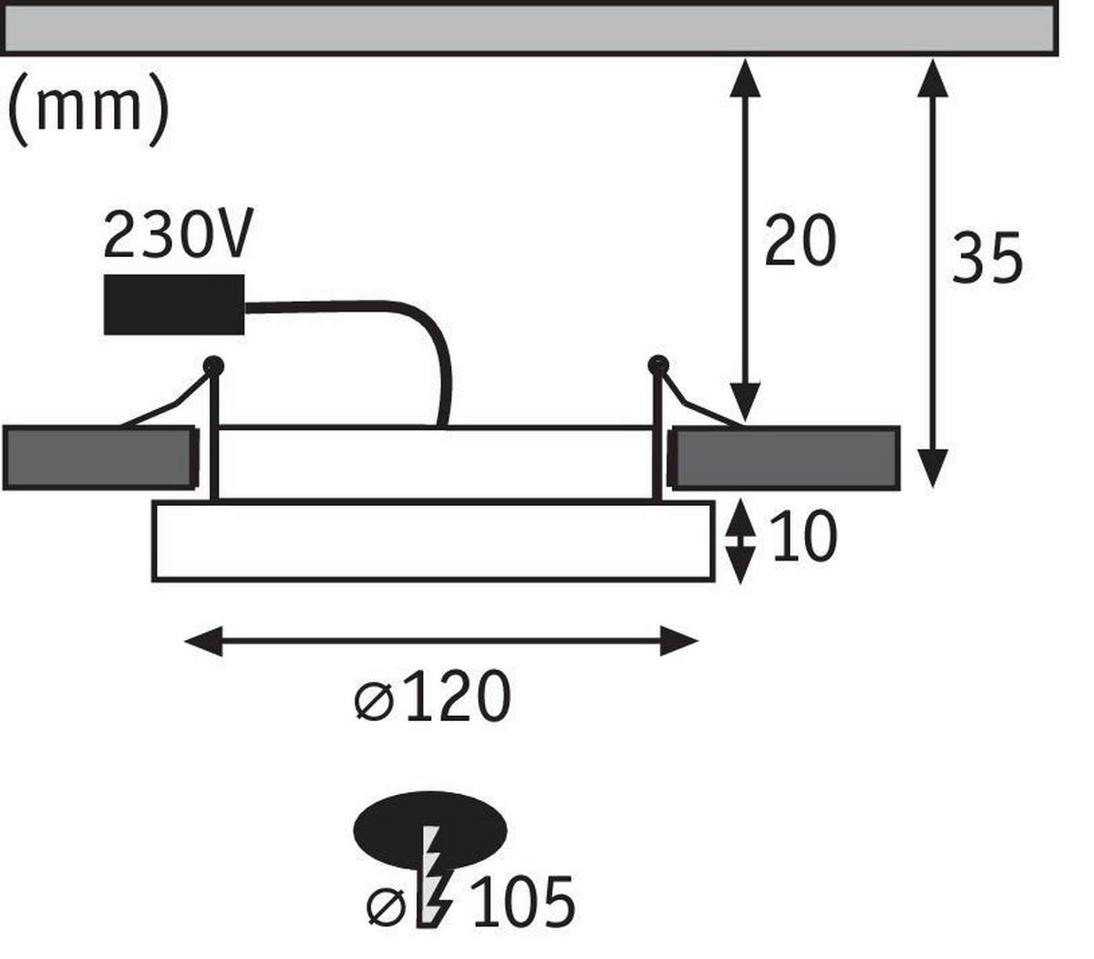 LED-Deckenleuchte Ø 12 cm Weiß Matt Rund - Weiß, Basics, Kunststoff (12cm) - Paulmann