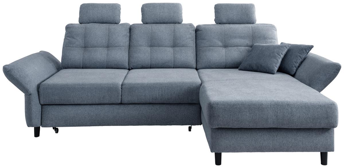 Ecksofa Brizzini Hellblau S: 250-280/176 cm - Blau/Silberfarben, MODERN, Holz/Textil (250-280/176cm) - Livetastic
