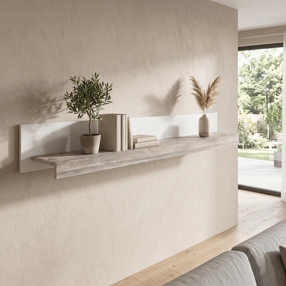 Wandboard Florenz Hellbraun/Pinienfarben B:150cm - Hellbraun/Pinienfarben, Design, Holzwerkstoff (150/20/20cm) - MID.YOU