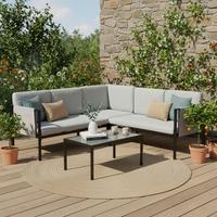 Loungegarnitur Kos - Anthrazit/Grau, MODERN, Textil/Metall - Gardenson