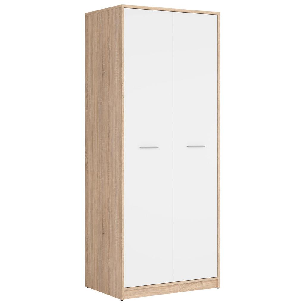 Drehtürenschrank 80cm Nepo Plus Weiß/Sonoma Eiche