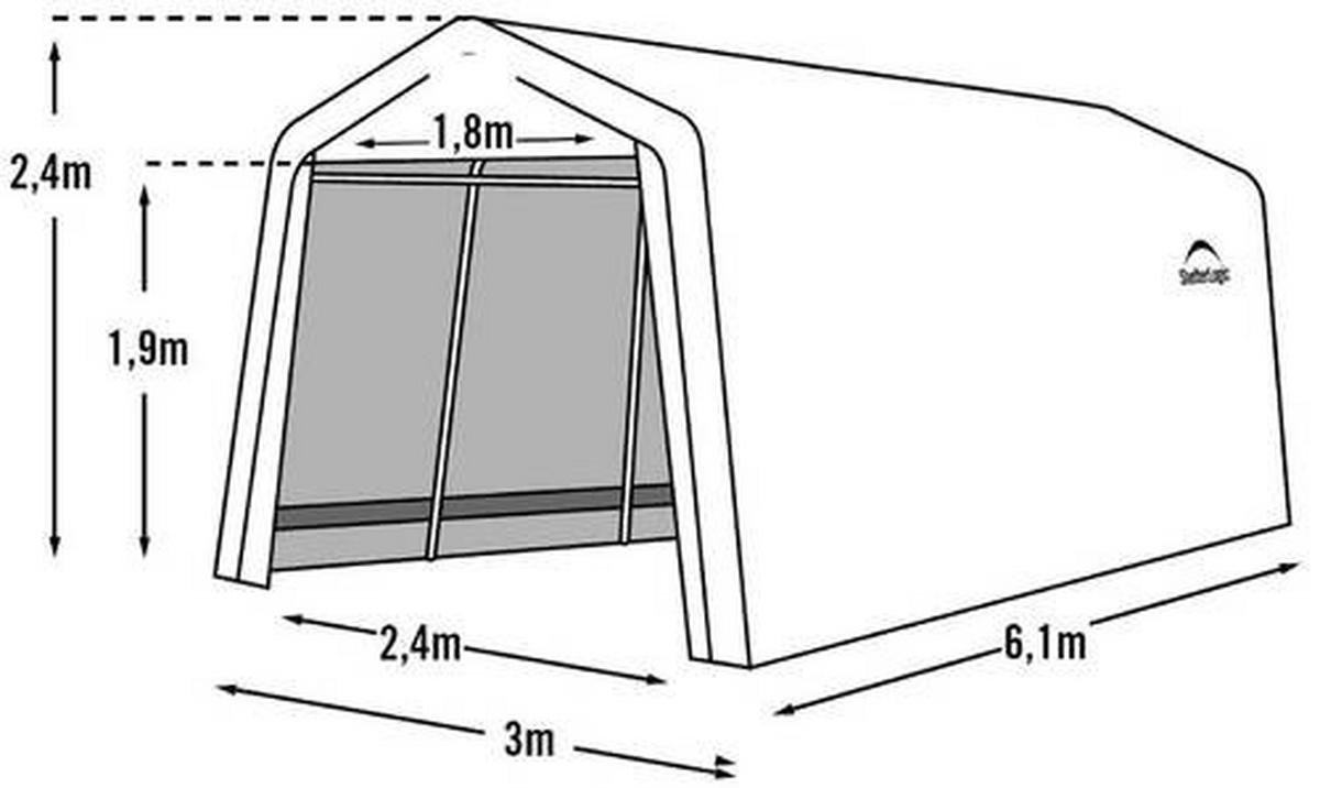 Zeltgarage Garage-In-A-Box 18,3m² - Grau, Basics, Kunststoff (300/240/610cm)