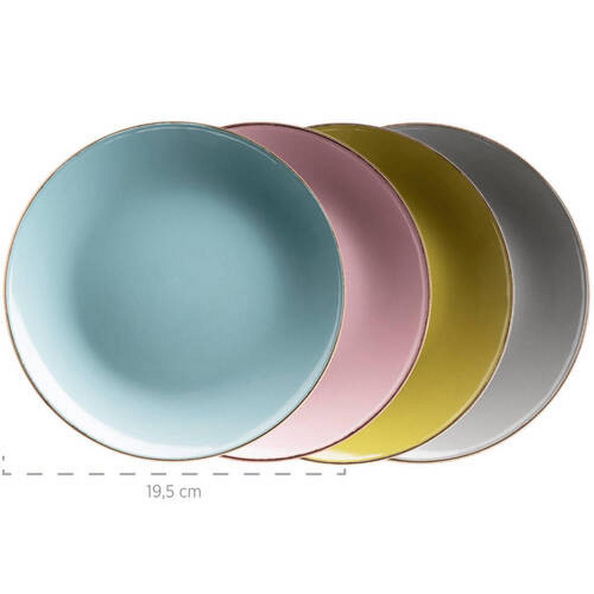 Kombiservice Metallic Rim 4 Personen Geschirr Set - Blau/Rosa, Basics, Keramik (37/23,5/32,3cm) - Mäser