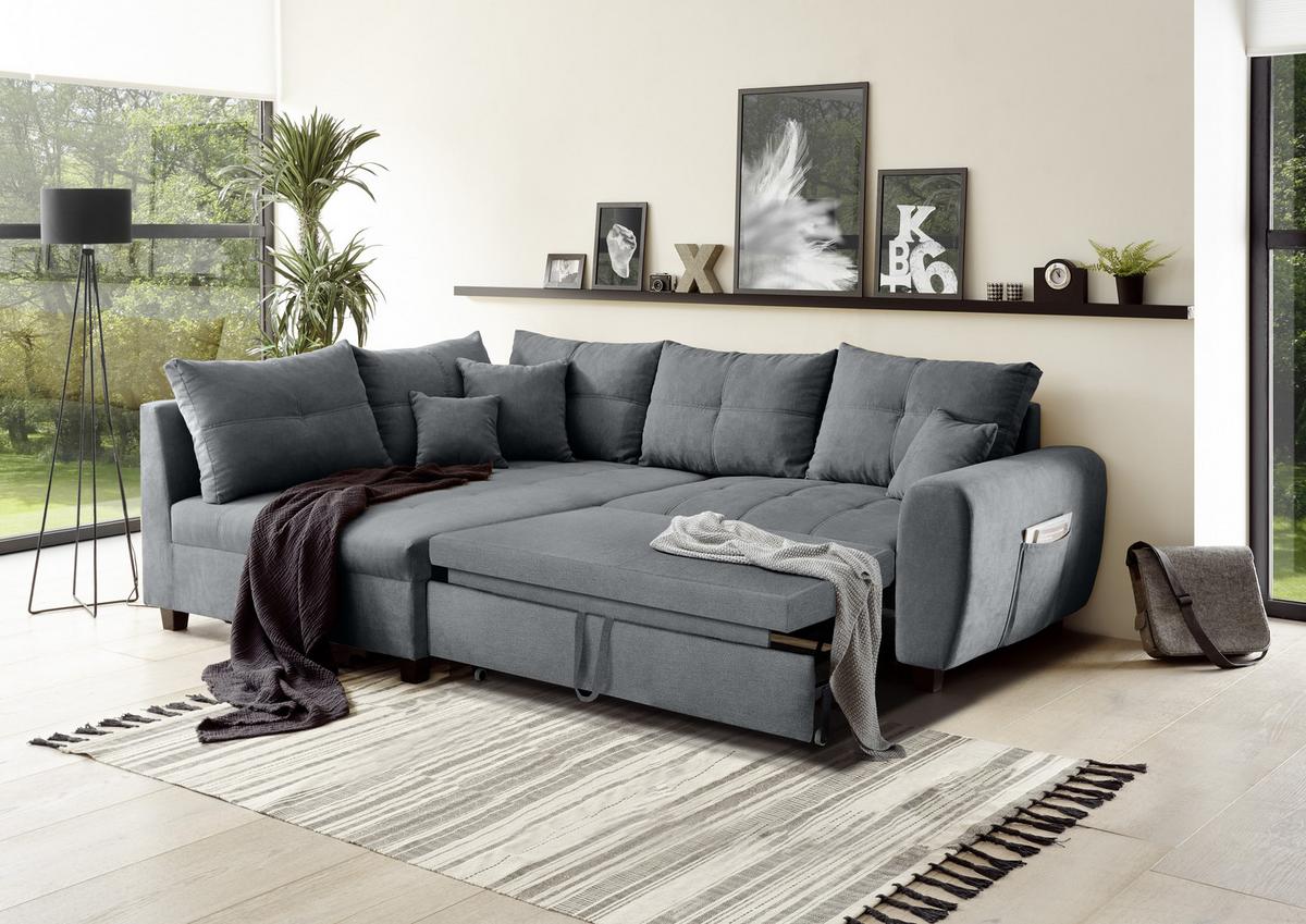 Sedacia súprava Lea antracit - antracitová, Basics, kompozitné drevo/textil (176/248cm) - MID.YOU
