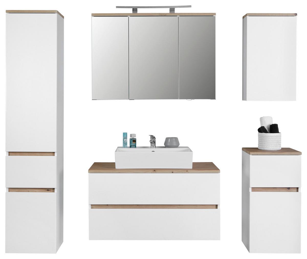 Badezimmer Marbella Weiß, Artisan Dekor B: 180 Cm - Weiß/Eiche Artisan, MODERN, Holzwerkstoff (180/182/47cm)