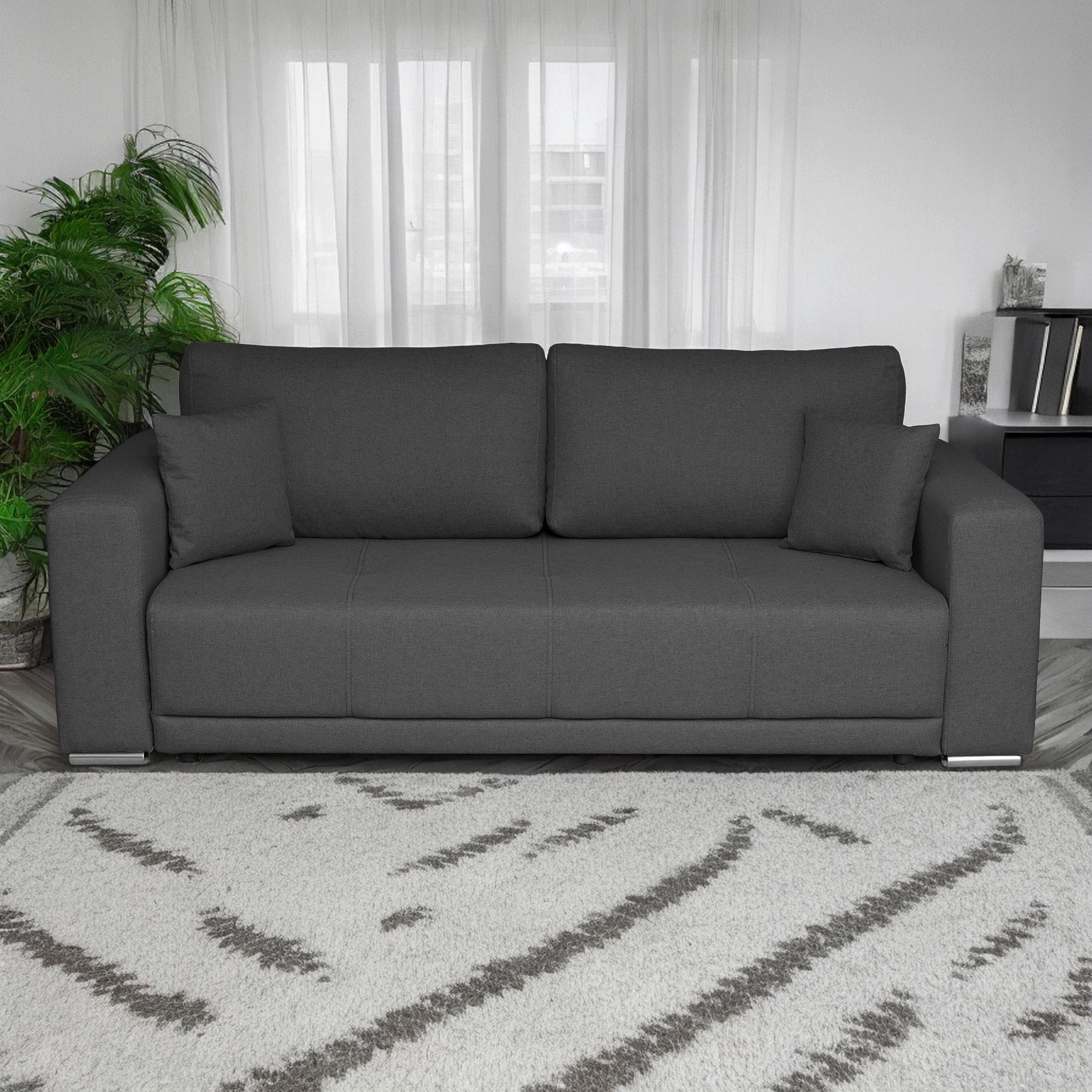 Schlafsofa Berna - Chromfarben/Dunkelgrau, Design, Textil (238/77/108cm) - P & B