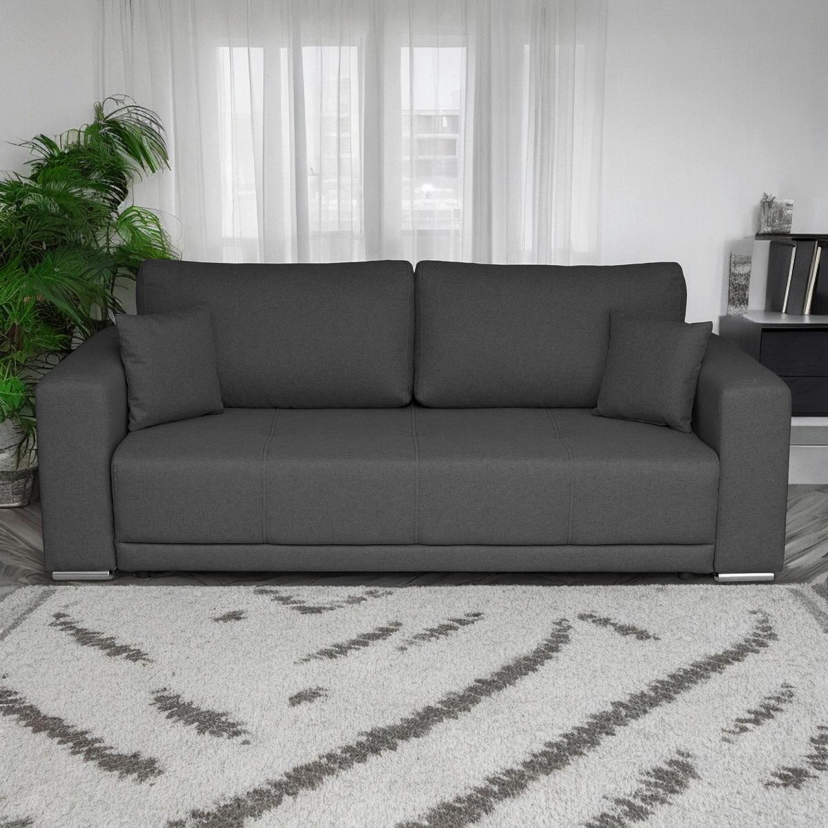Schlafsofa Berna - Chromfarben/Dunkelgrau, Design, Textil (238/77/108cm) - P & B