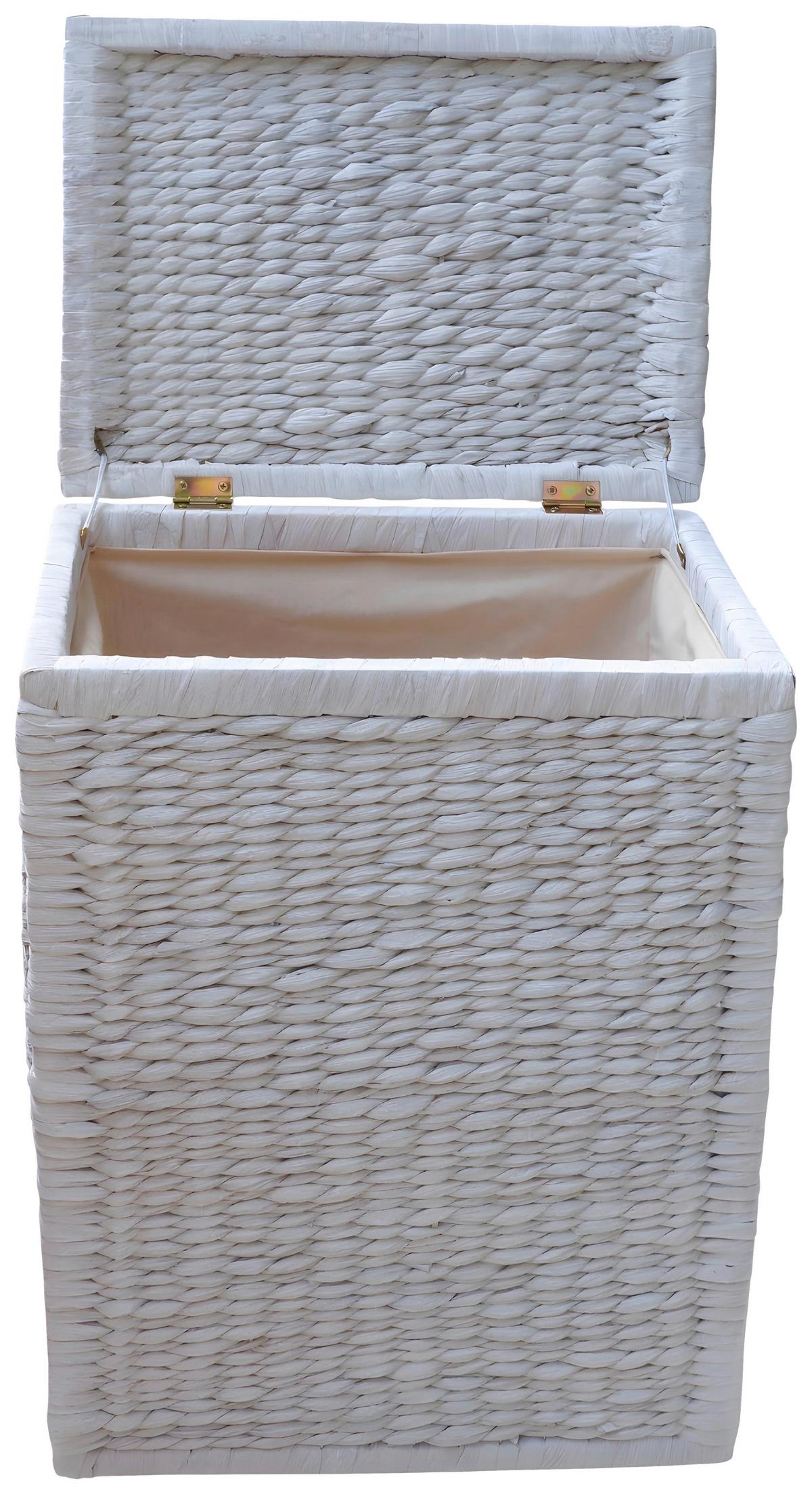 Koš na prádlo TOBI I - bílá, Romantický / Rustikální, dřevo/textil (44/58/32cm) - Zandiara