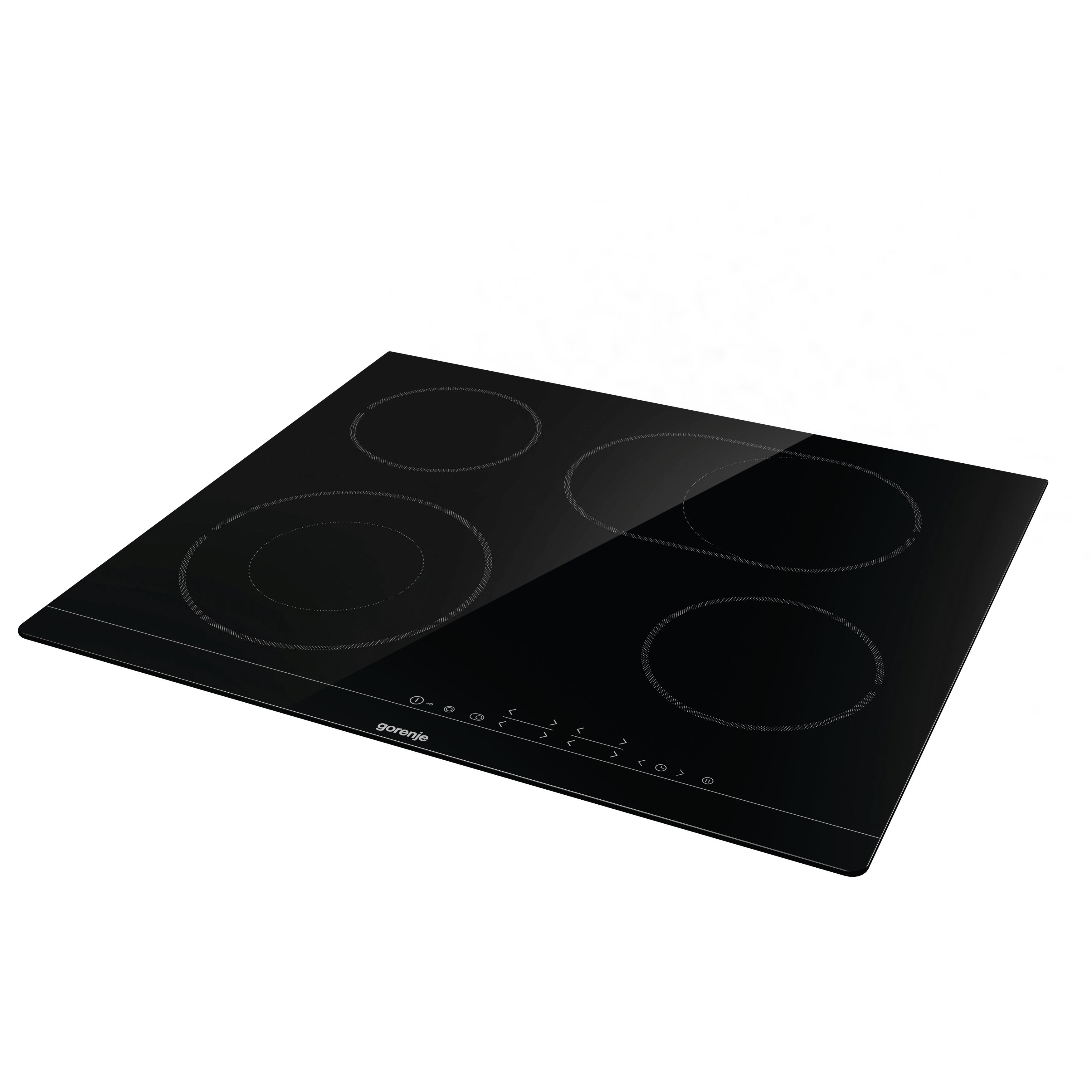 Glaskeramik Kochfeld Autark, Rahmenlos B: 59,5cm Bräterzone - Schwarz, Basics (59,5/5,4/52cm) - Gorenje
