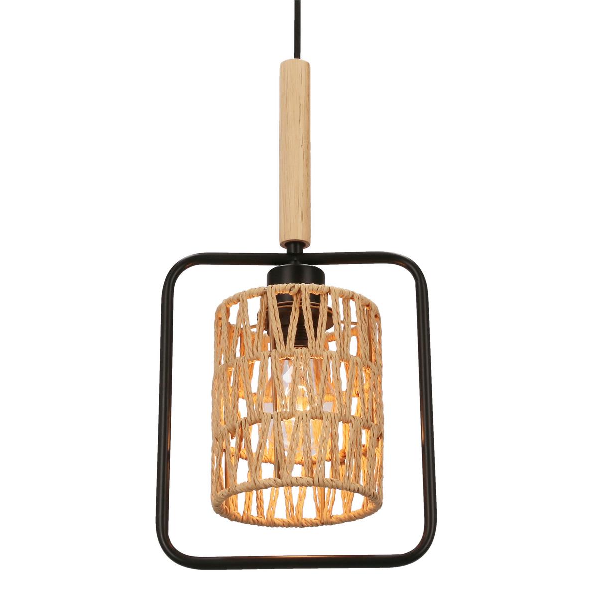Pendelleuchte 31-26767 Crown - Beige/Schwarz, Natur, Textil/Metall (20/12/110cm)