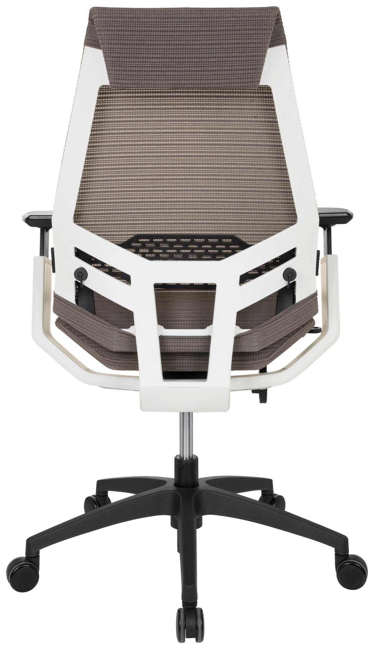 Drehstuhl Genidia Smart White Armstützen Grau Bis 120kg - Schwarz/Weiß, MODERN, Kunststoff/Textil (70/112/55cm) - MID.YOU