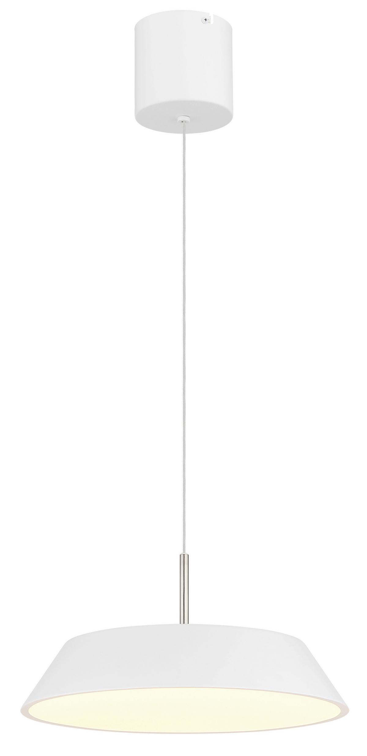 Led-hängeleuchte 3000k, 24w, 2900lm - Weiß/Nickelfarben, Basics, Kunststoff/Metall (40/180cm) - Globo