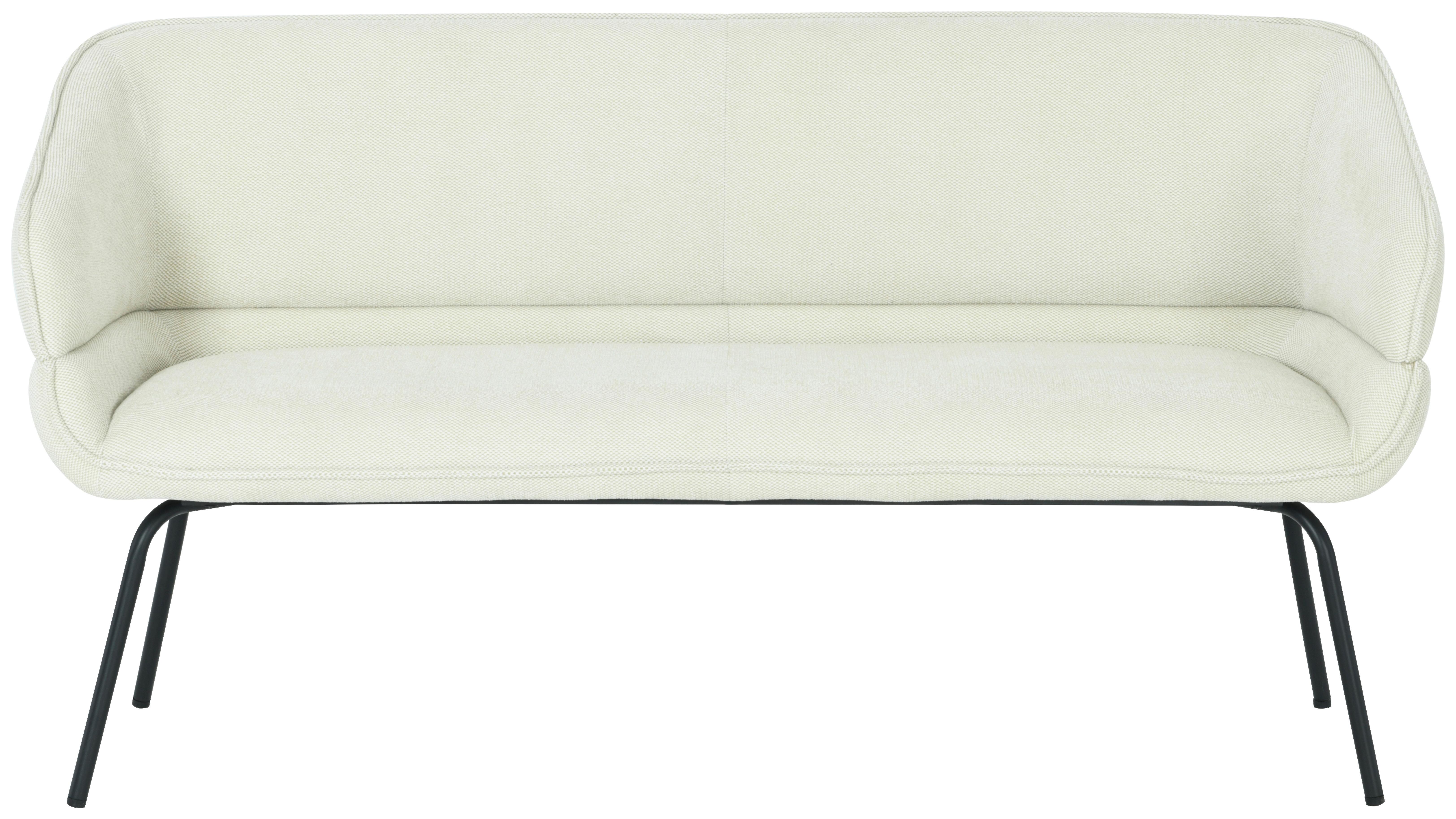 Sitzbank Serena Leinenoptik Beige, B: 160 cm - Beige/Schwarz, KONVENTIONELL, Holz/Textil (160/87/62cm)