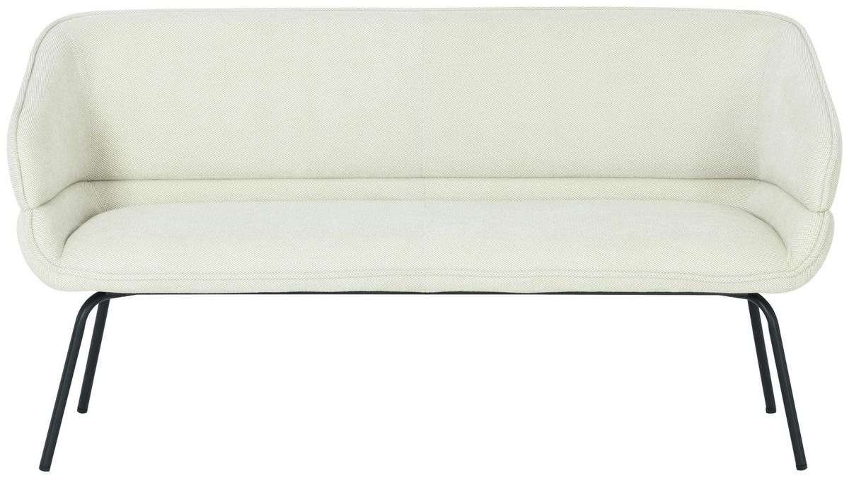 Sitzbank Serena Leinenoptik Beige, B: 160 cm - Beige/Schwarz, KONVENTIONELL, Holz/Textil (160/87/62cm)