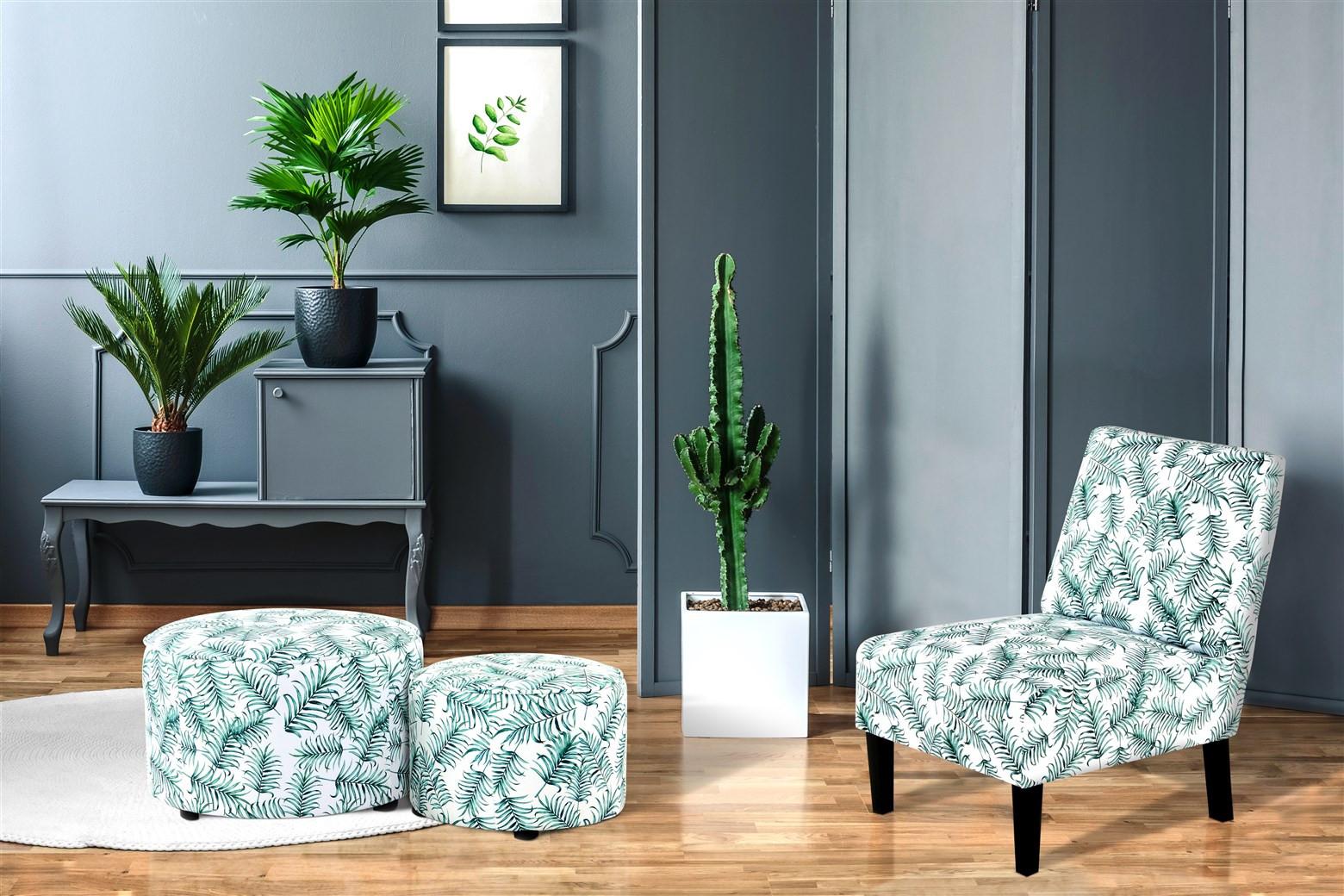 Stuhl Indira 200 Grün/weiß - Schwarz/Weiß, Design, Holz/Textil (56/73,5/84cm) - Kayoom