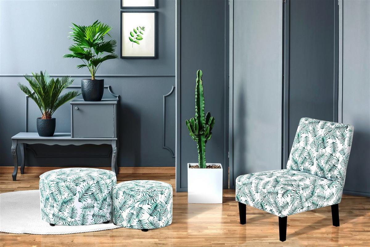 Stuhl Indira 200 Grün/Weiß - Schwarz/Weiß, Design, Holz/Textil (56/73,5/84cm) - Kayoom