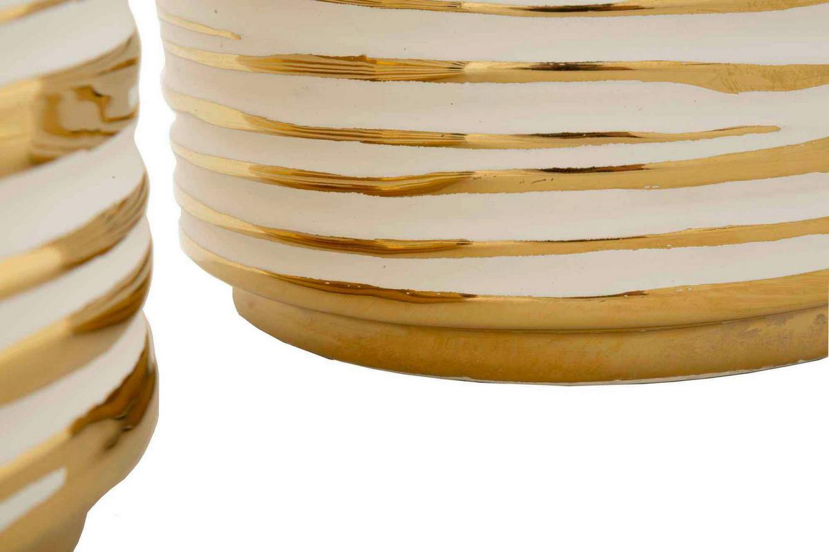 Vase Holder Blom Set 2 Pcs Weiß, Goldfarben B: 23 Cm - Goldfarben/Weiß, Basics, Keramik (23/22/23cm)