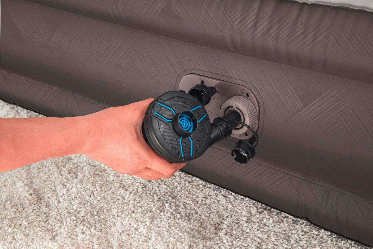 Luftbett Matheo 203x152x36 Cm Bis 350kg, Inkl. Pumpe - Braun/Grau, KONVENTIONELL, Kunststoff/Metall (203/152/36cm) - Bestway