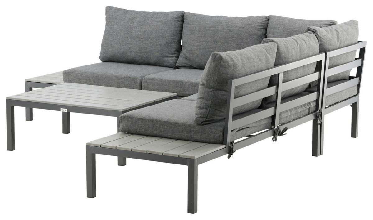 Loungegarnitur Odense - Schwarz, KONVENTIONELL, Metall (133/167cm) - Gardenson