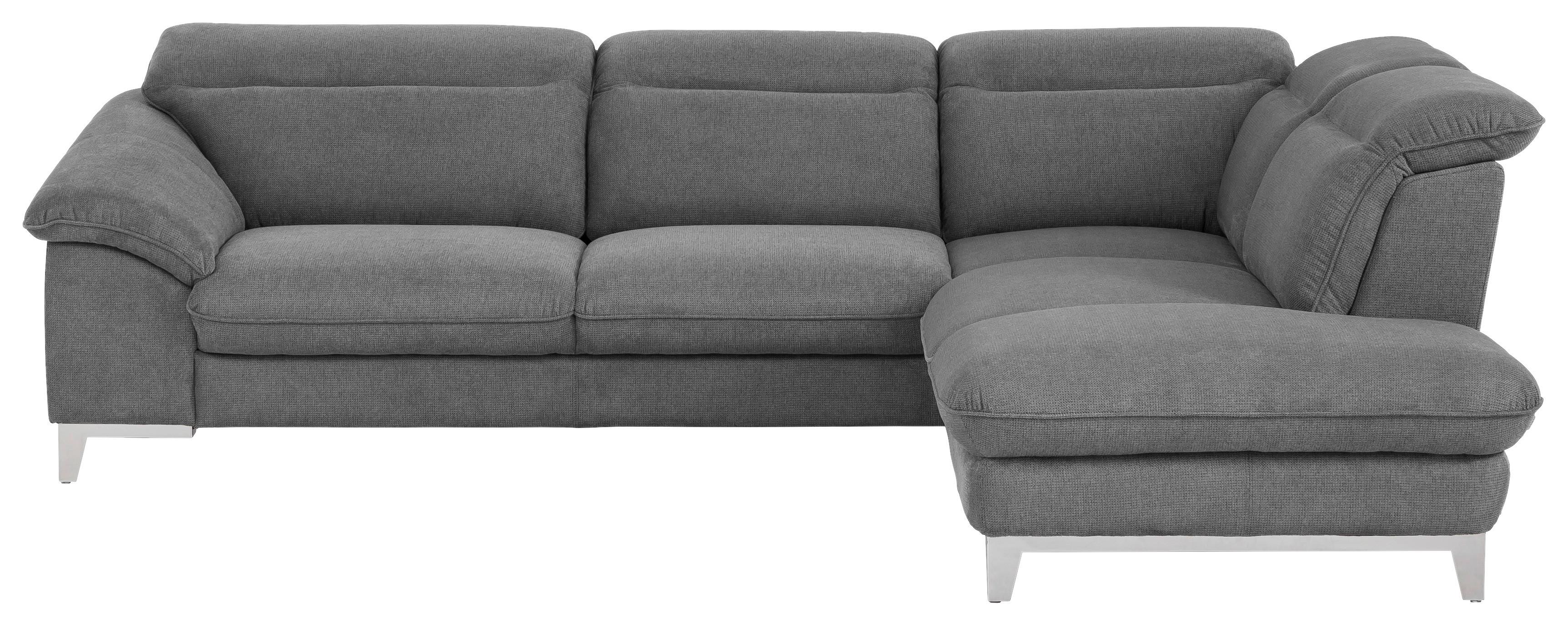Ecksofa Mit Schalffunktion Teresa Grau - Chromfarben/Grau, Design, Textil (293/232cm) - Livetastic
