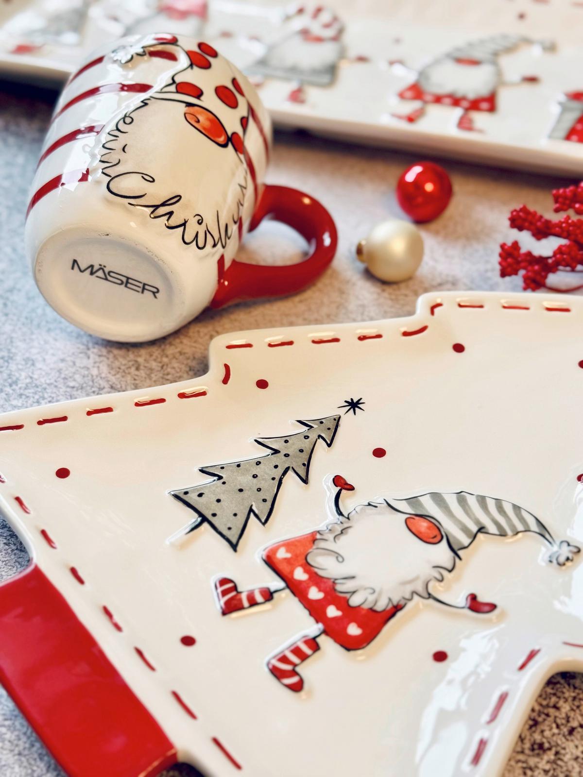 Kaffeebecherset Keramik 4-teilig - Rot/Weiß, Basics, Keramik (8,5cm) - Mäser