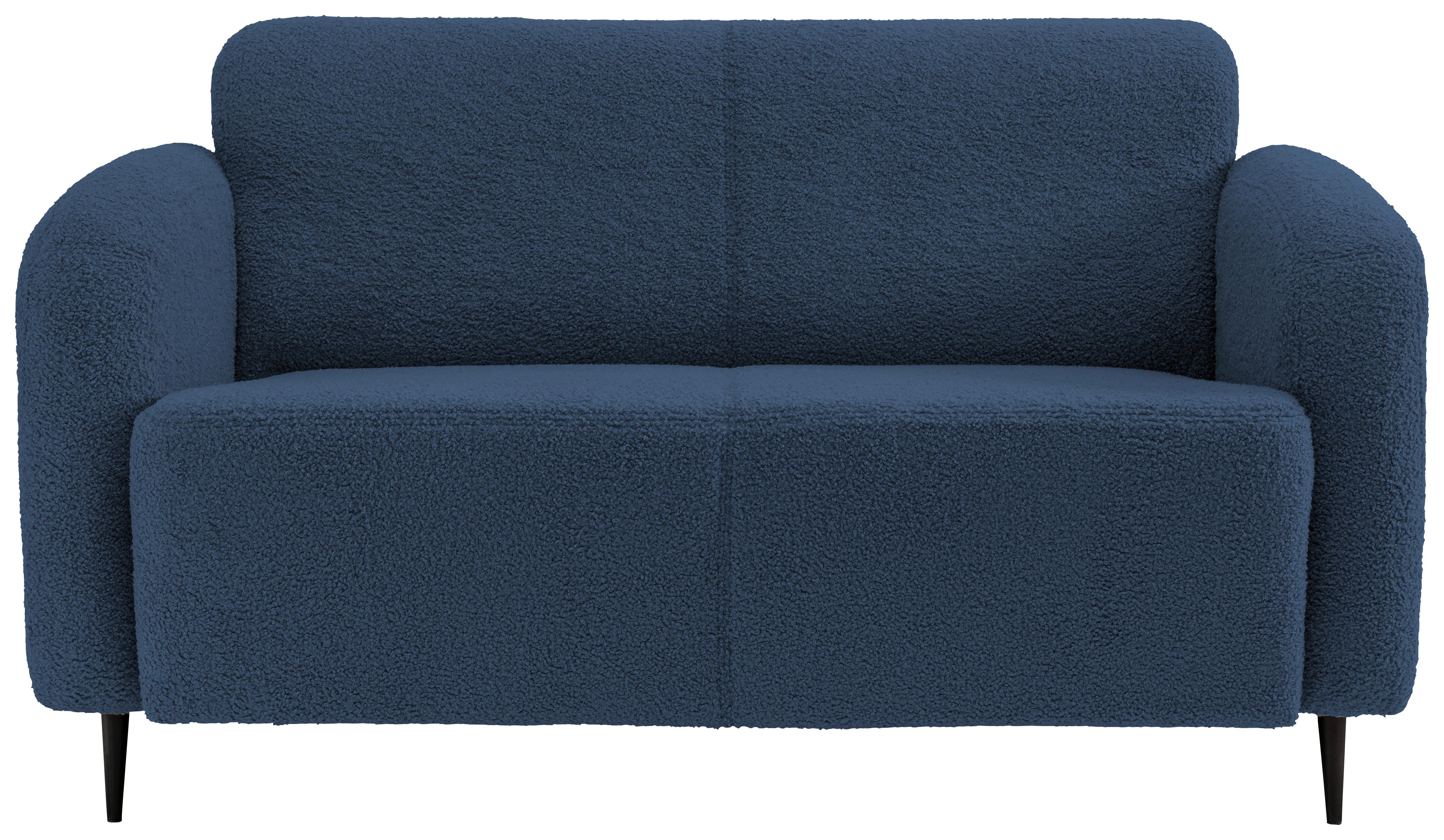 2-Sitzer-Sofa Marone Blau Teddystoff - Blau/Schwarz, MODERN, Textil (140/76/90cm) - Livetastic