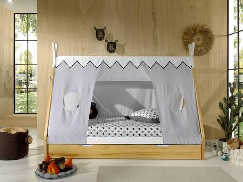 Hausbett Tipi Weiß Lackiert 90x200cm - Weiß/Kieferfarben, MODERN, Holz/Holzwerkstoff (90/200cm) - MID.YOU