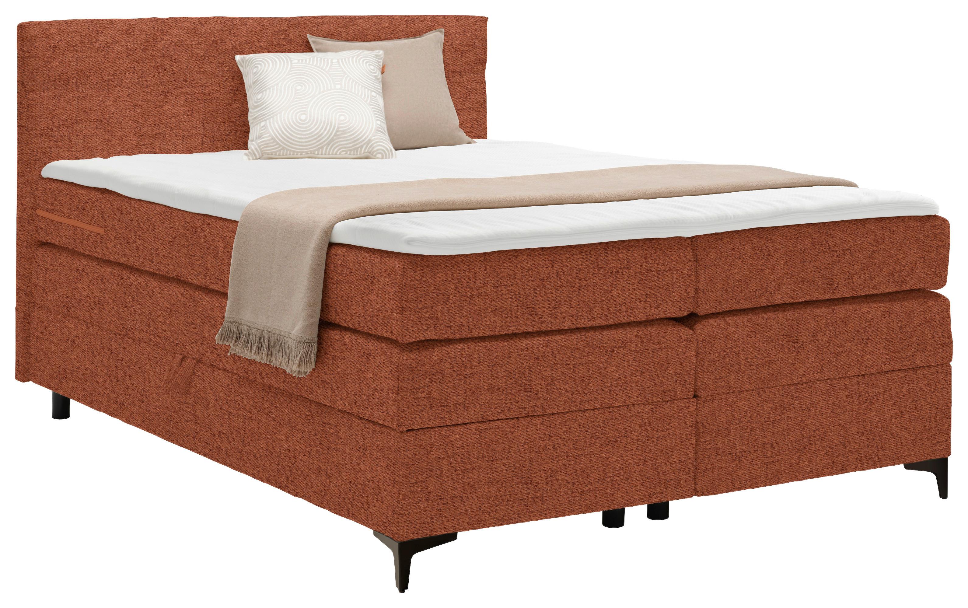 Boxspringová postel BARI 140/200, terakotová - černá/terracotta, Konvenční, kov/textil (140/200cm) - Mömax