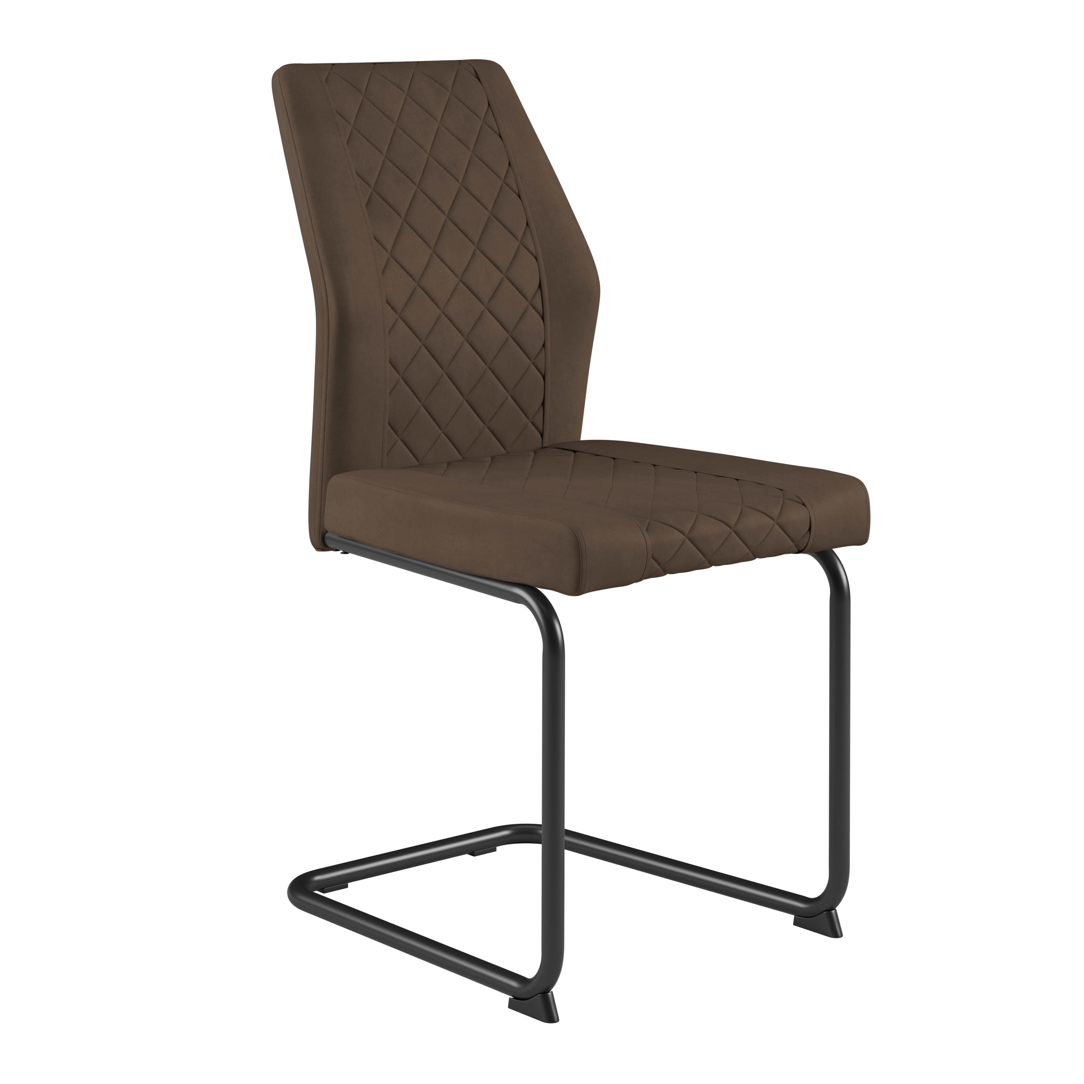 Stuhl Nina Verlours Braun, B: 49 cm - Schwarz/Braun, MODERN, Textil/Metall (49/91/66cm)