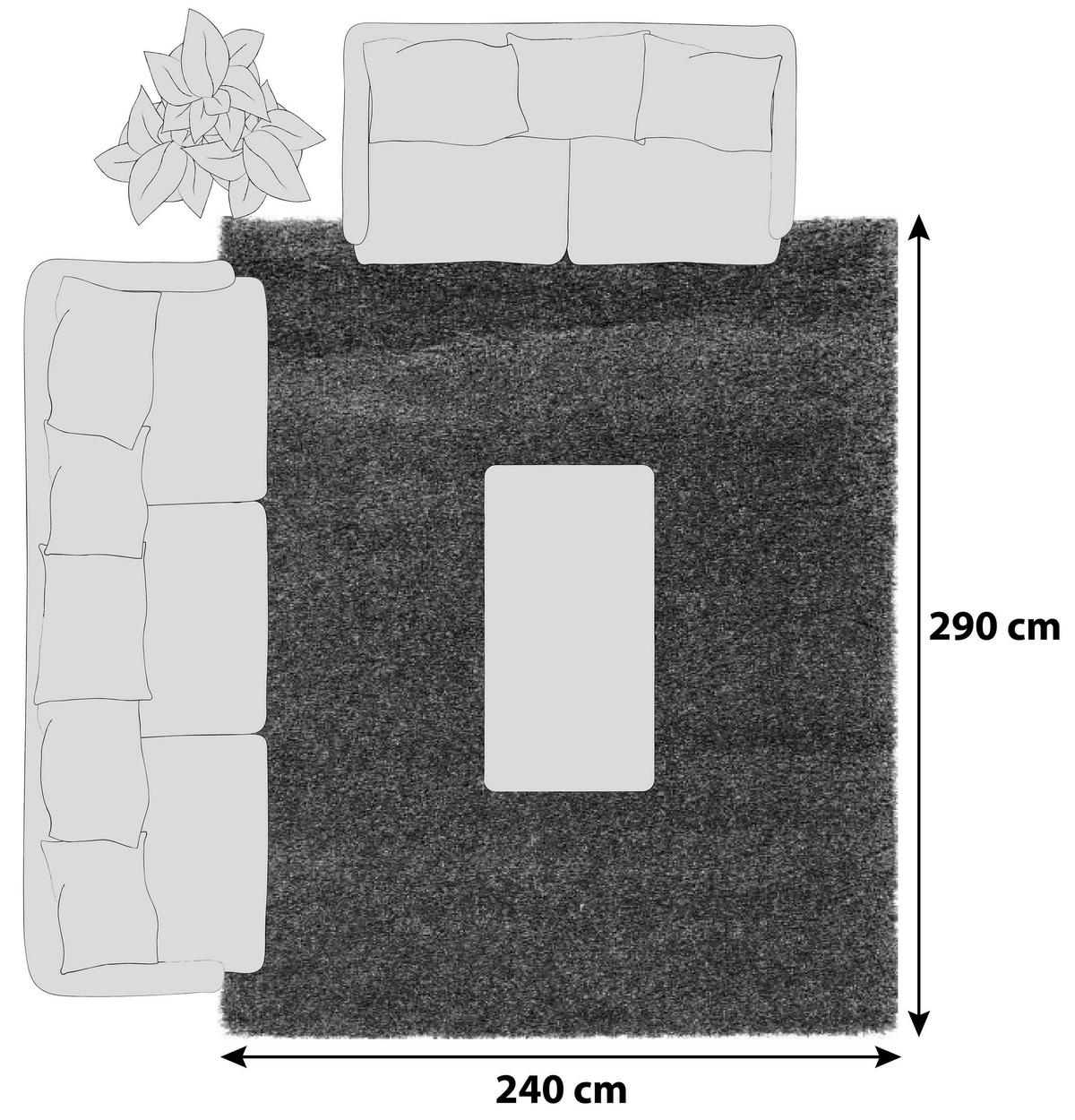 Hochflorteppich Fashion Shaggy Dunkelgrau 240x290 cm - Dunkelgrau, Basics, Textil (240/290cm) - Novel