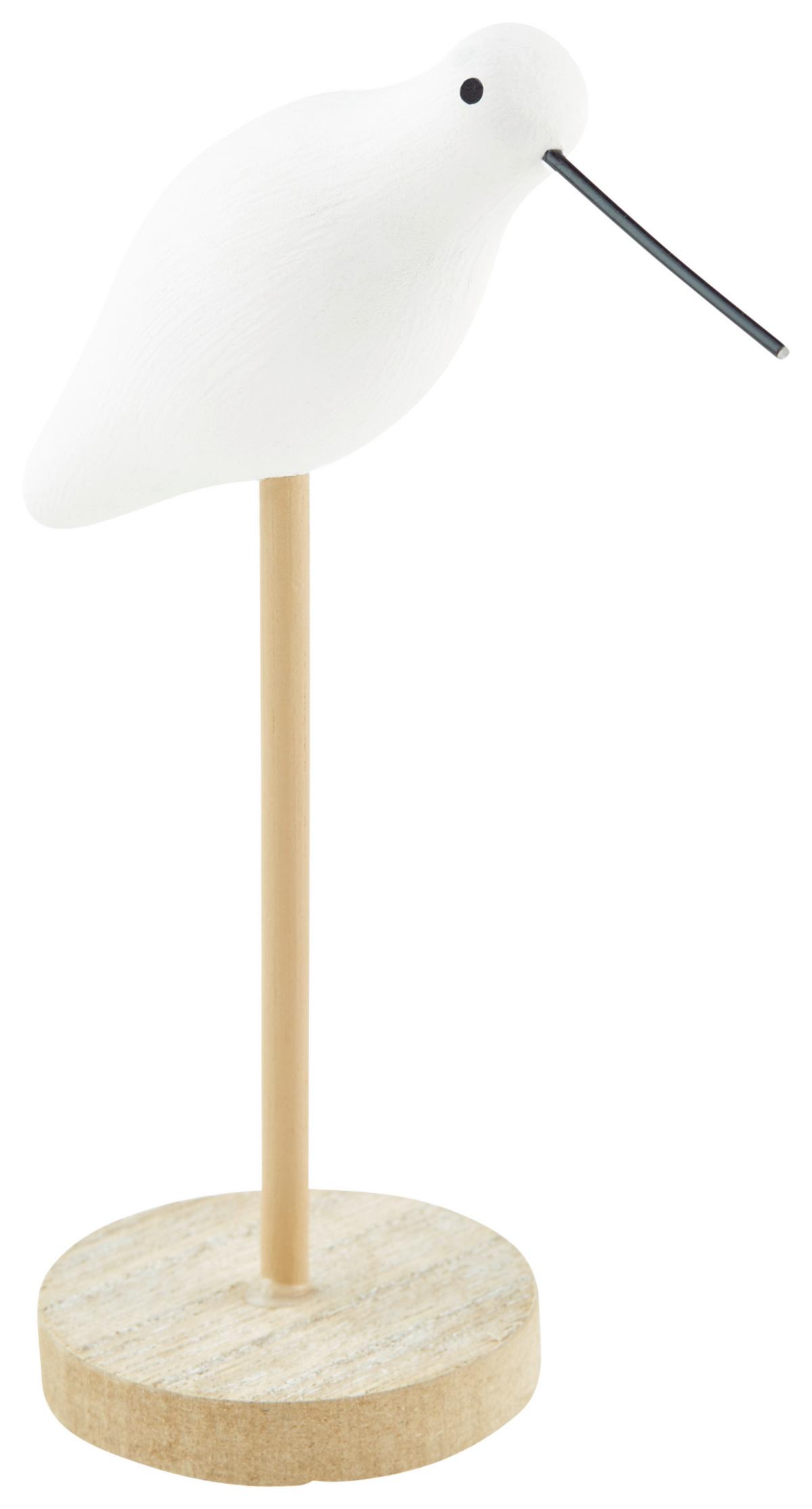 Dekovogel H: Ca. 14cm, Sigga - Weiß/Naturfarben, MODERN, Holz (9/5/14cm)
